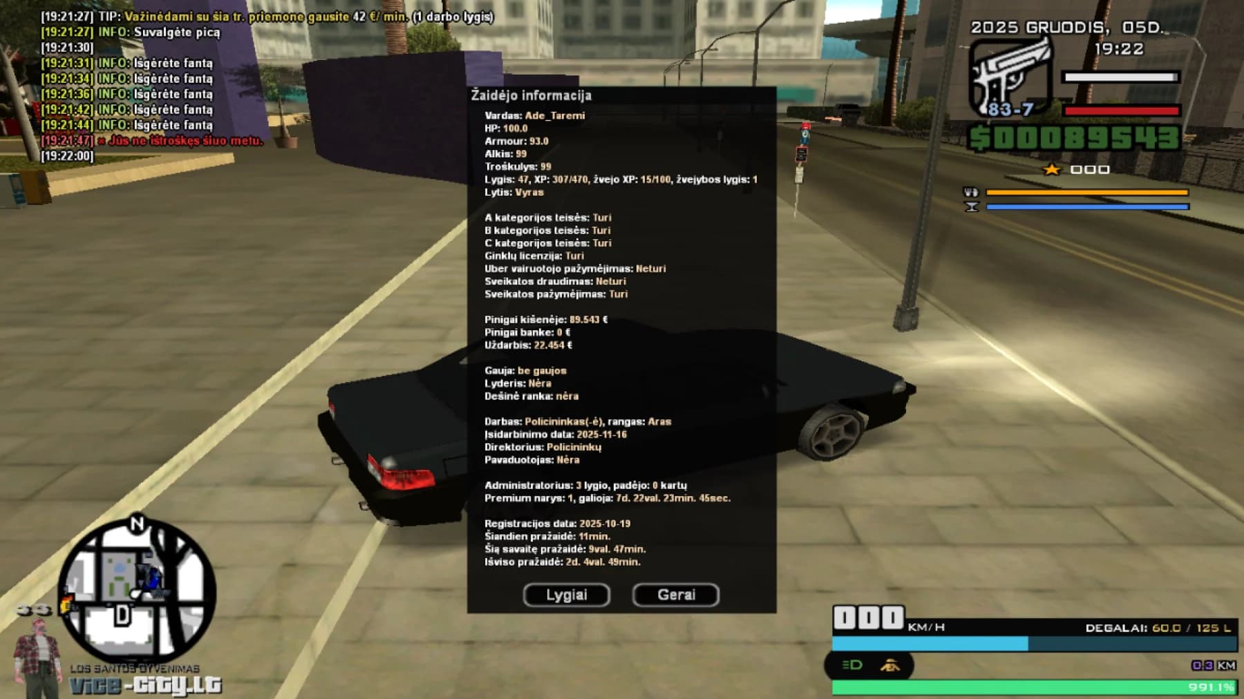 Vice City bendruomenė naktiniame mieste